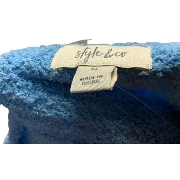 Style & Co Womens Blue Textured Knit V-Neck Sweater XL Relaxed Fit - Picture 3 of 3